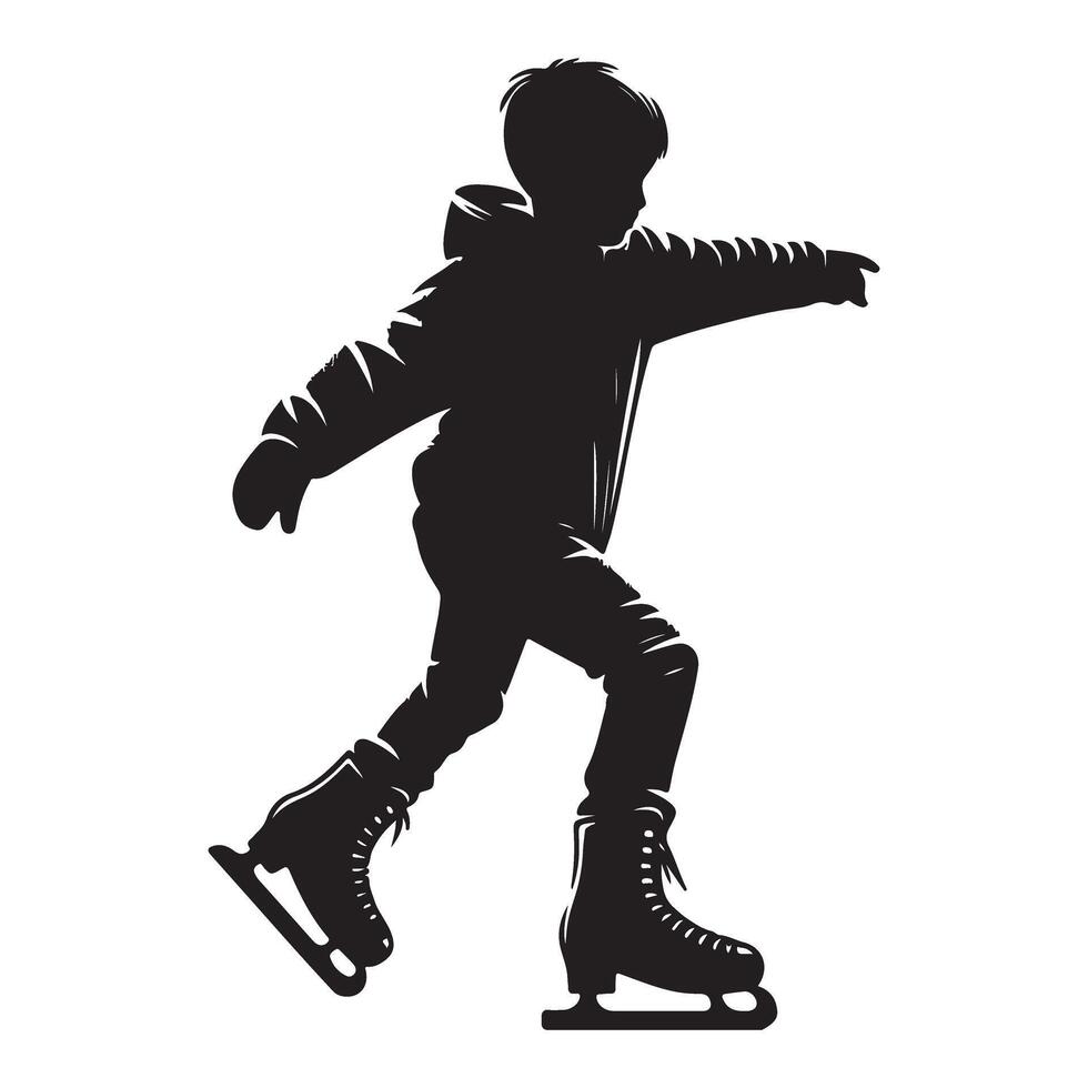 Silhouette of a Boy Ice Skating Illustration vector