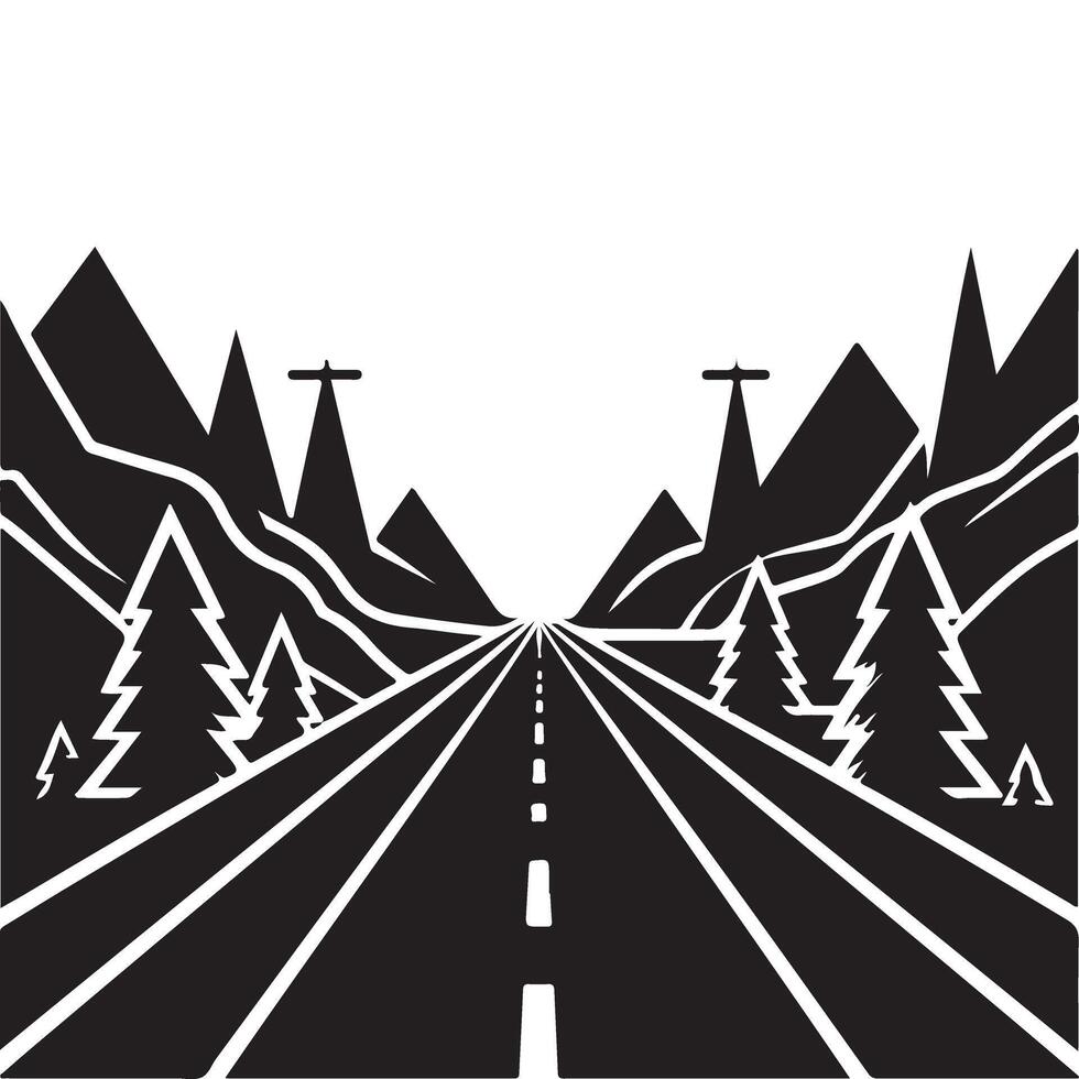 Scenic Road Illustration Through Mountains Art for Travel Designs vector