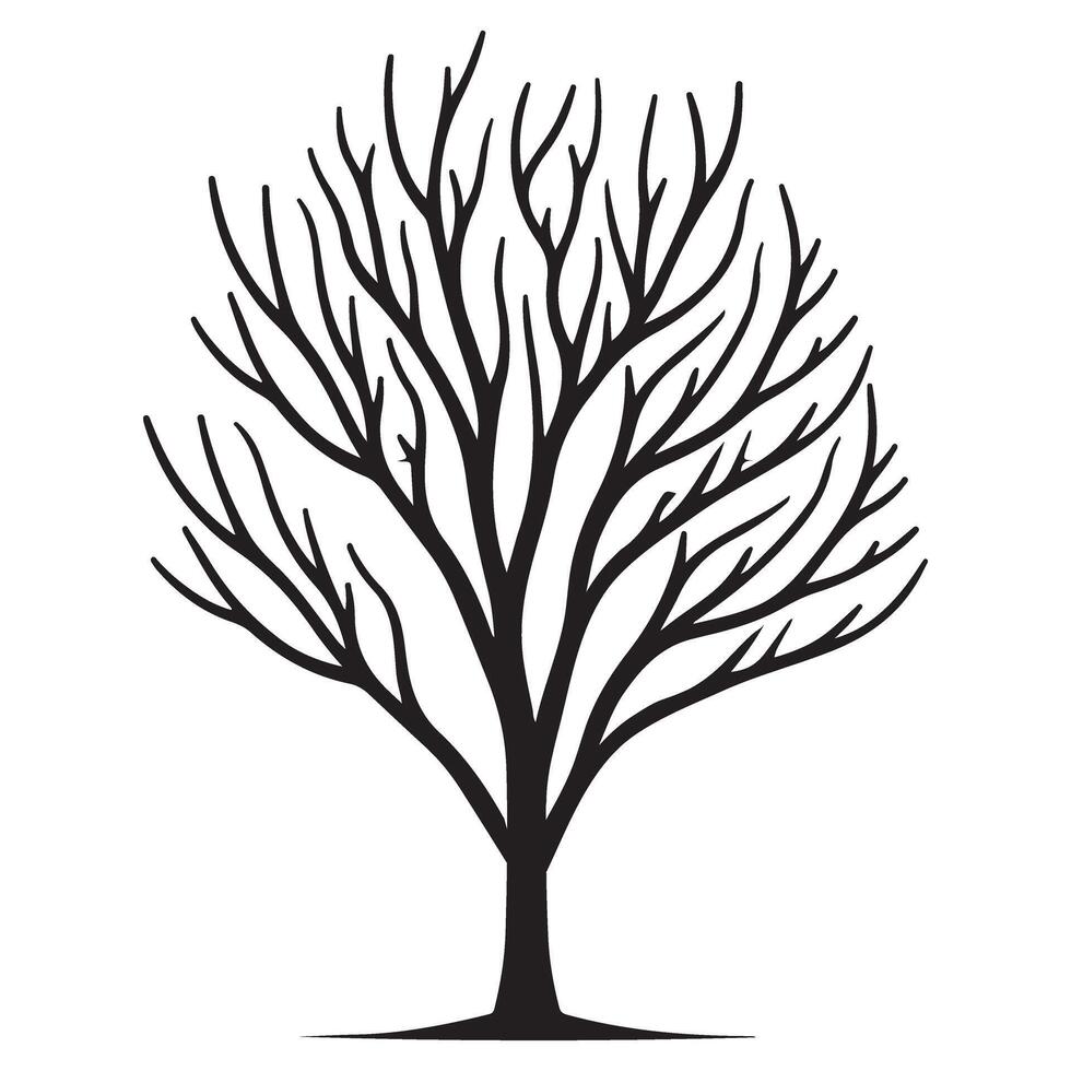 Bare Tree Silhouette Illustration Isolated for Nature Theme Design vector