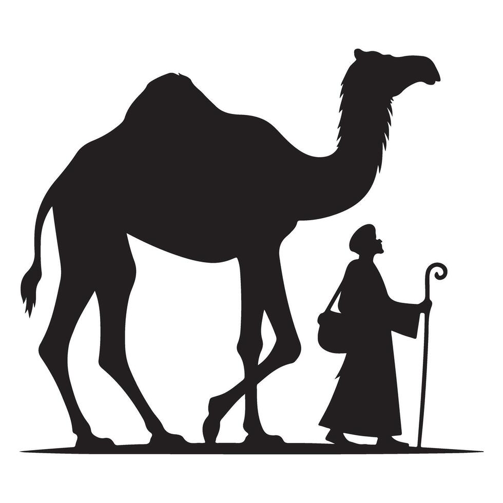 Camel Caravan Silhouette Transportation Illustration Graphic Design vector