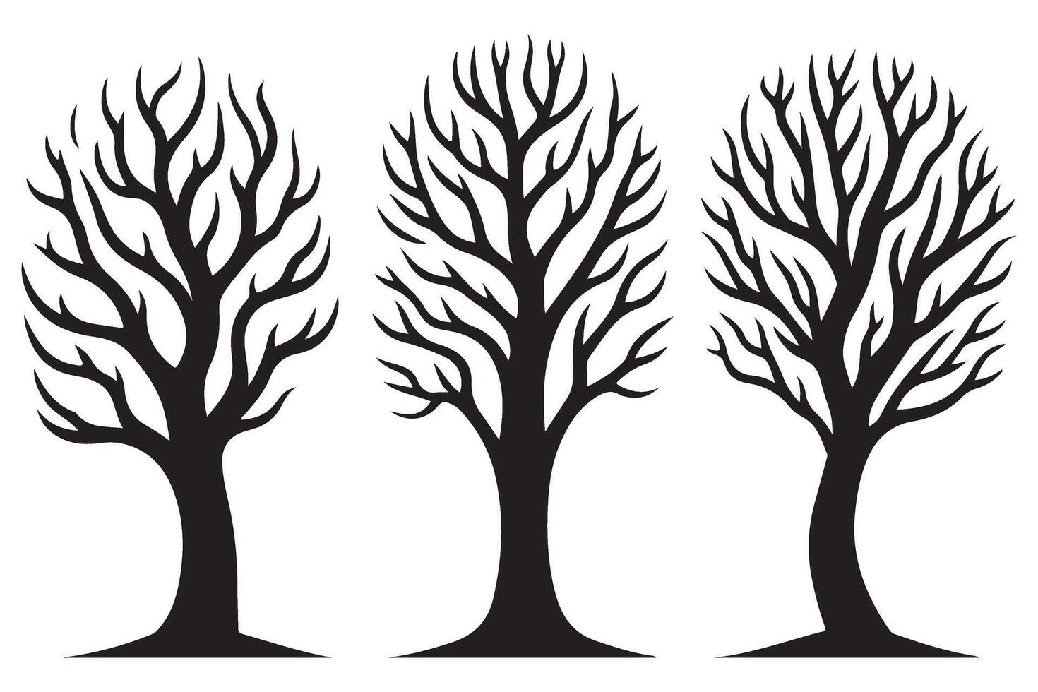 Bare Tree Silhouette Bundle for Autumn Winter Design Projects vector