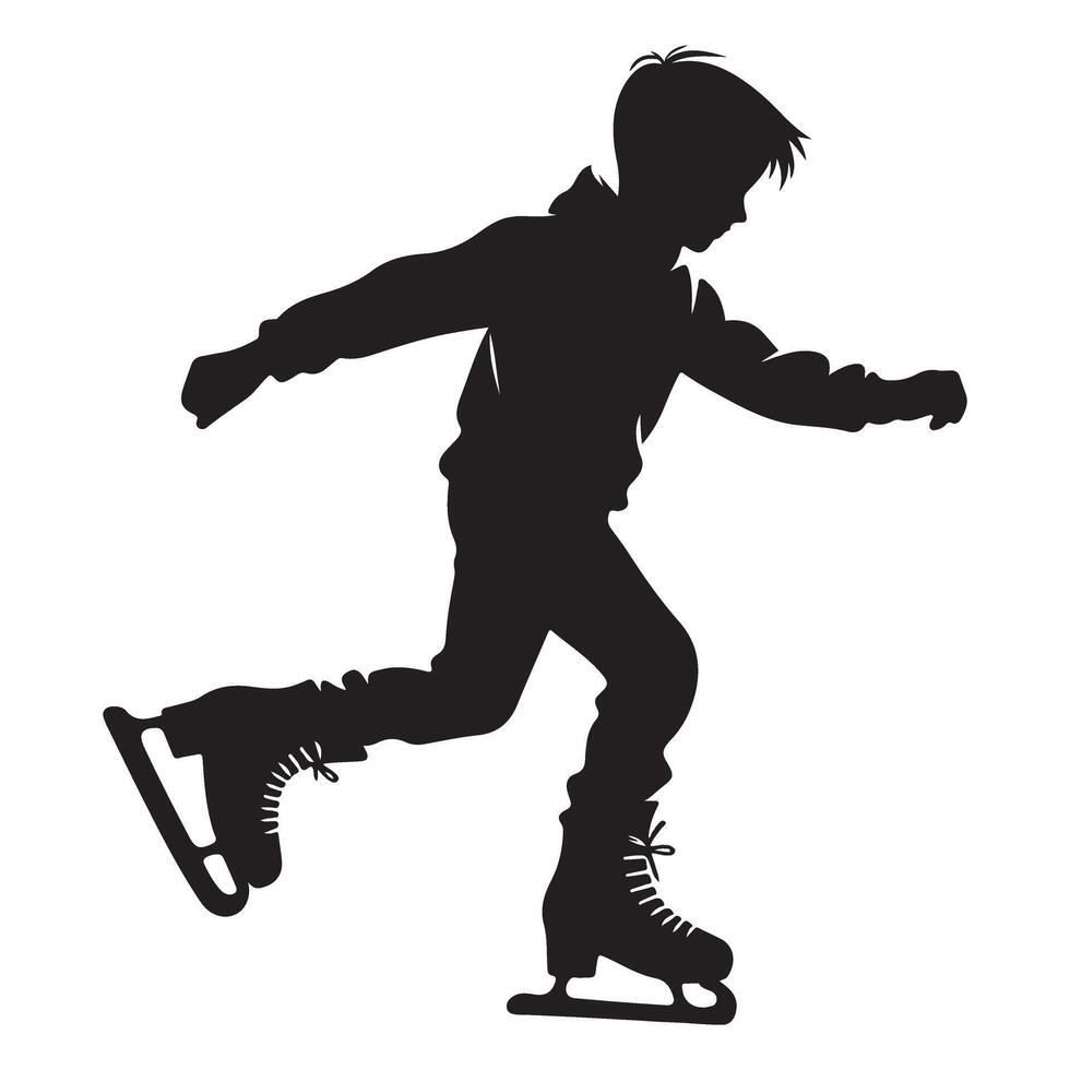 Silhouette of a Boy Ice Skating Gracefully Winter Season Fun vector