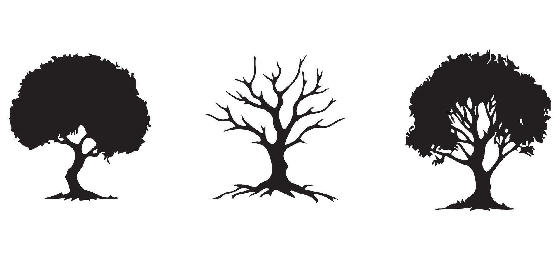 Silhouette of Leafy Tree Variety Illustration for Graphic Design vector