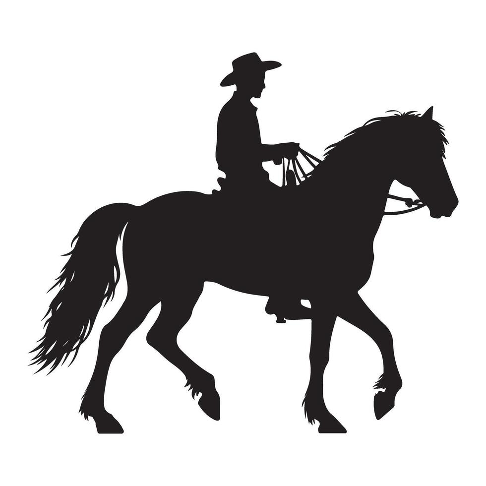 Elegant Horse Silhouette Illustration of Cowboy Riding Horse vector