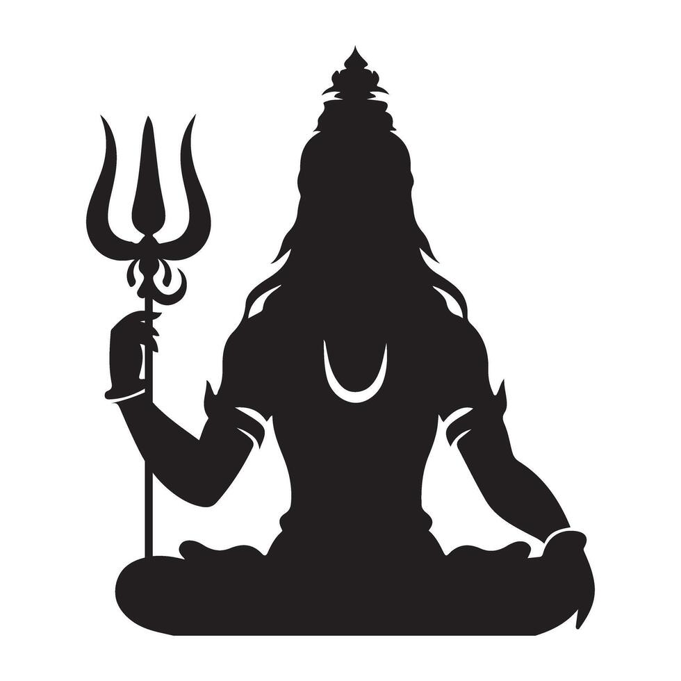 Powerful Silhouette of Lord Shiva Holding Trident Illustration vector