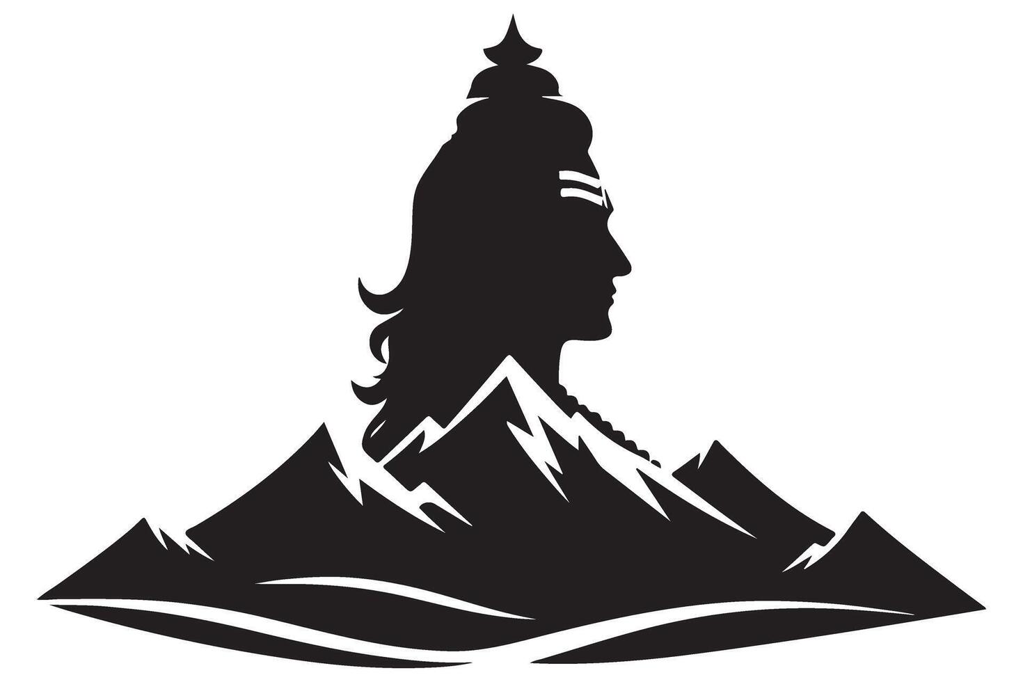 Lord Shiva Silhouette with Mountain Background Illustration Design vector