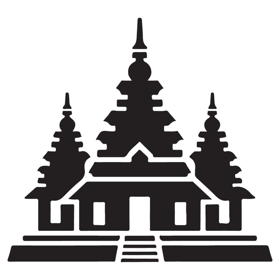 Minimalist Balinese Temple Silhouette Icon Design Element vector