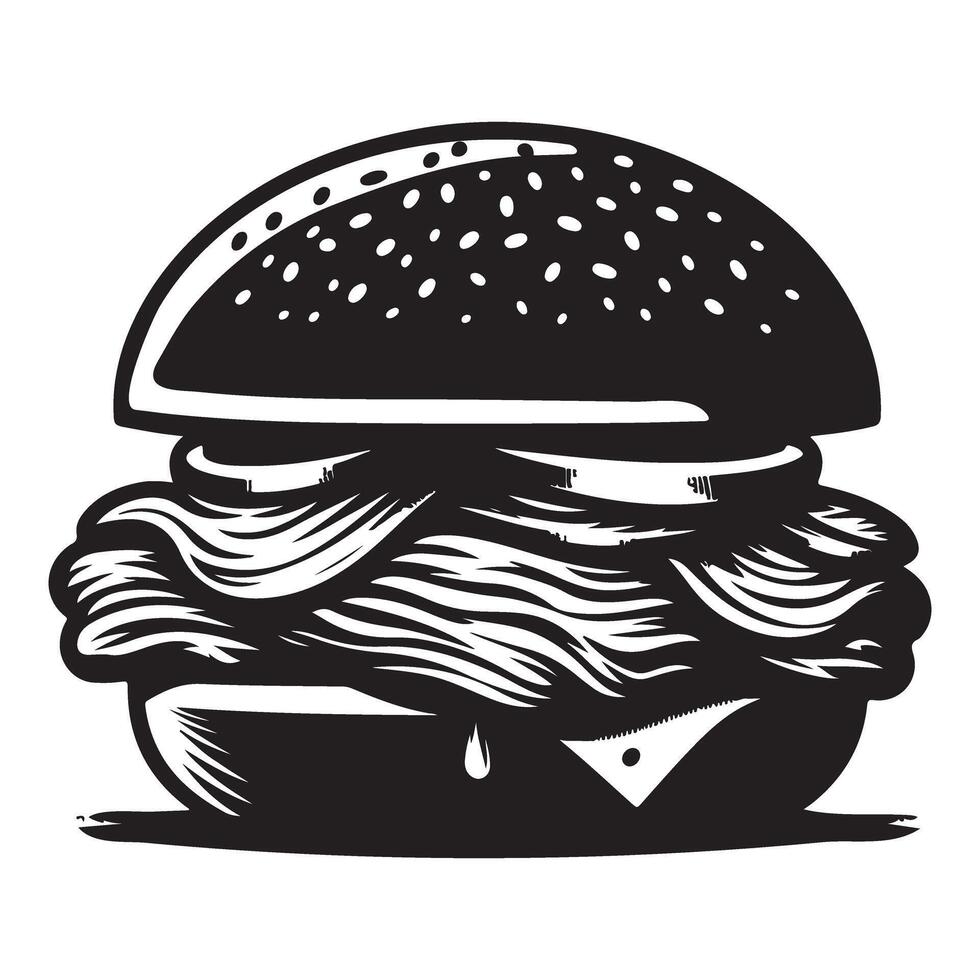 Delicious Burger Silhouette Illustration Perfect for Food Graphics vector