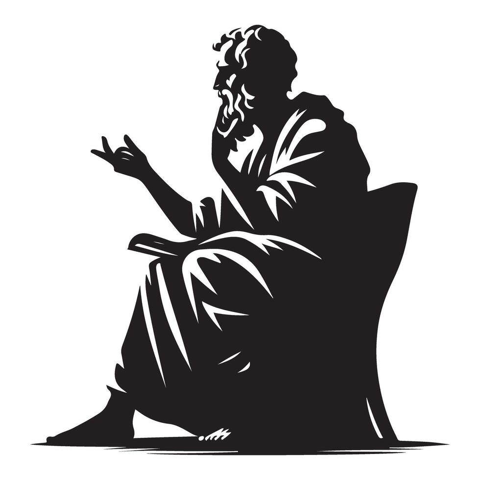 Pensive Philosopher Seated Silhouette Art for Intellectual Themes vector