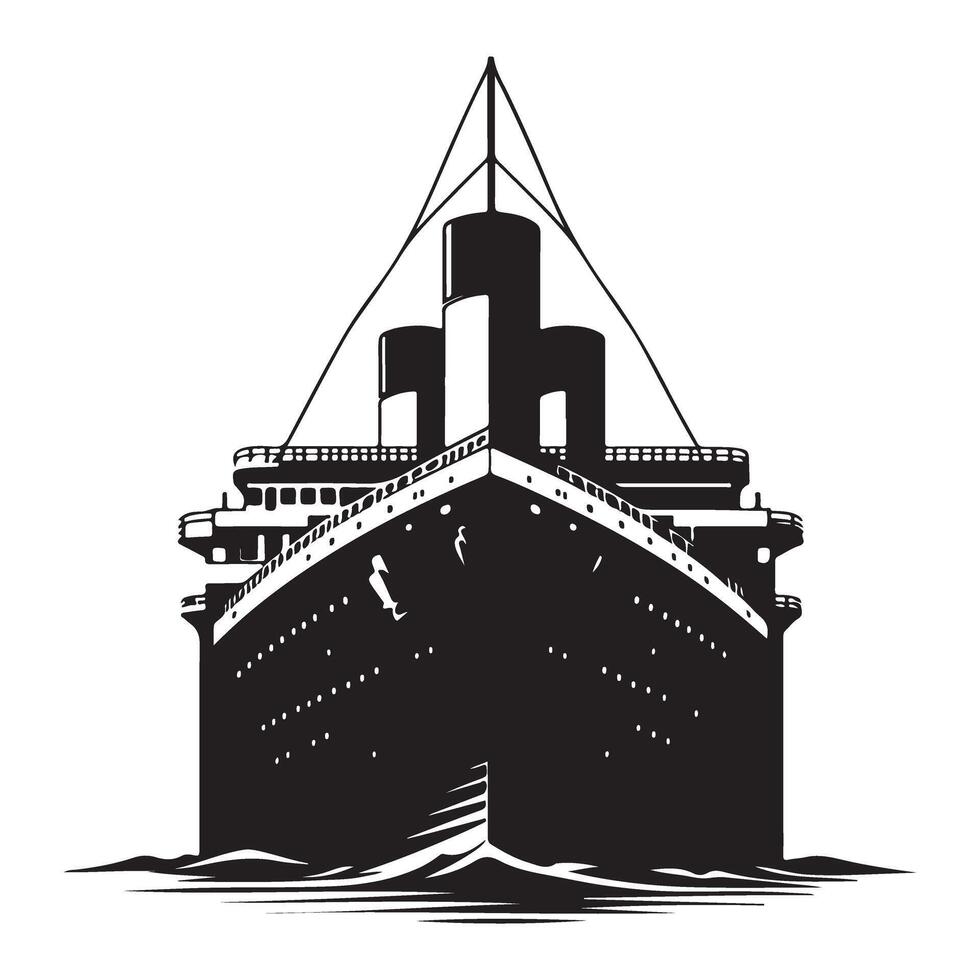 Front View Titanic Artwork Symbolizing Maritime Era Silhouette vector