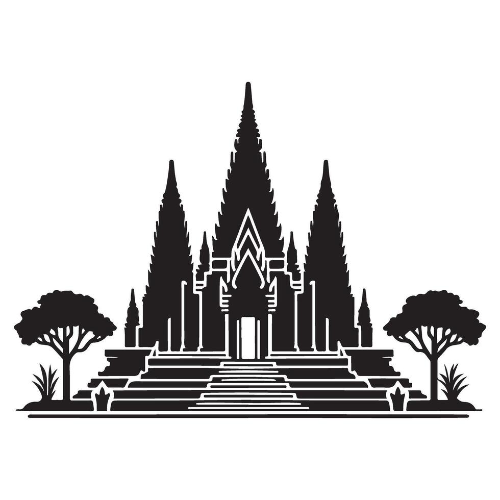 Exquisite Ancient Temple Silhouette Illustration Graphic Design vector