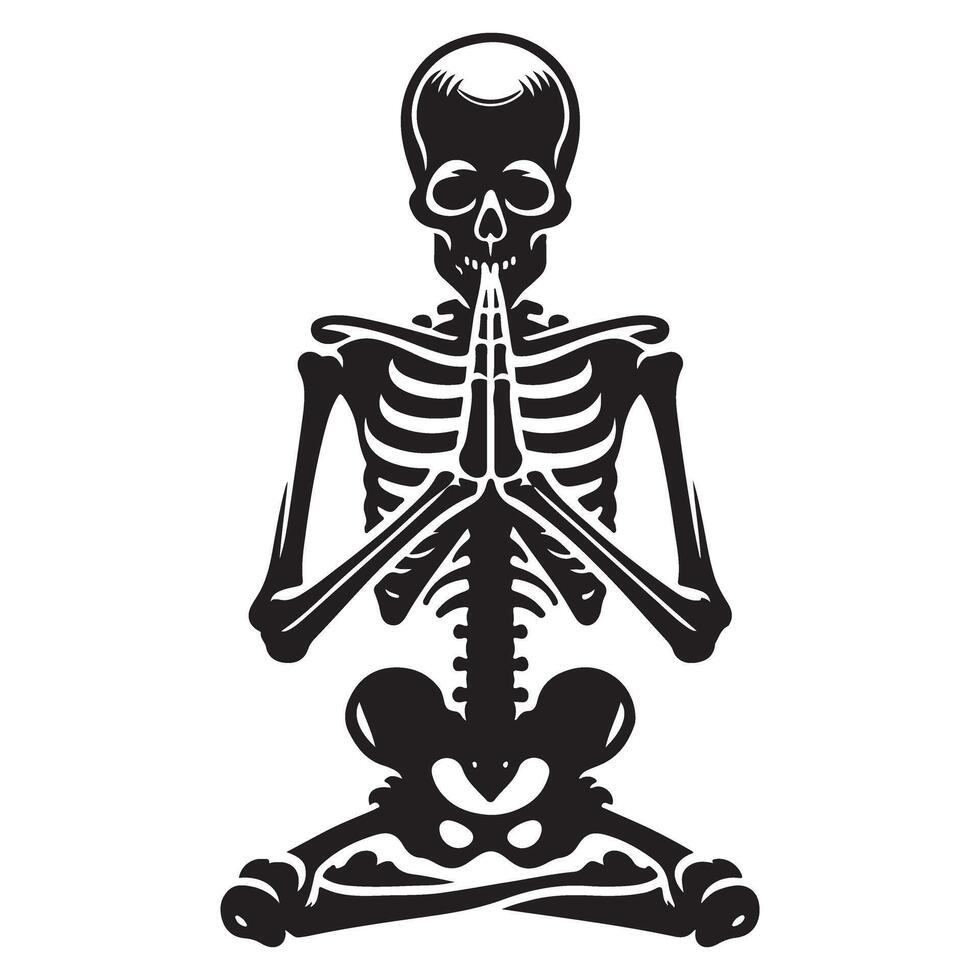 Meditating Skeleton Illustration Symbolizing Inner Peace and Mortality vector