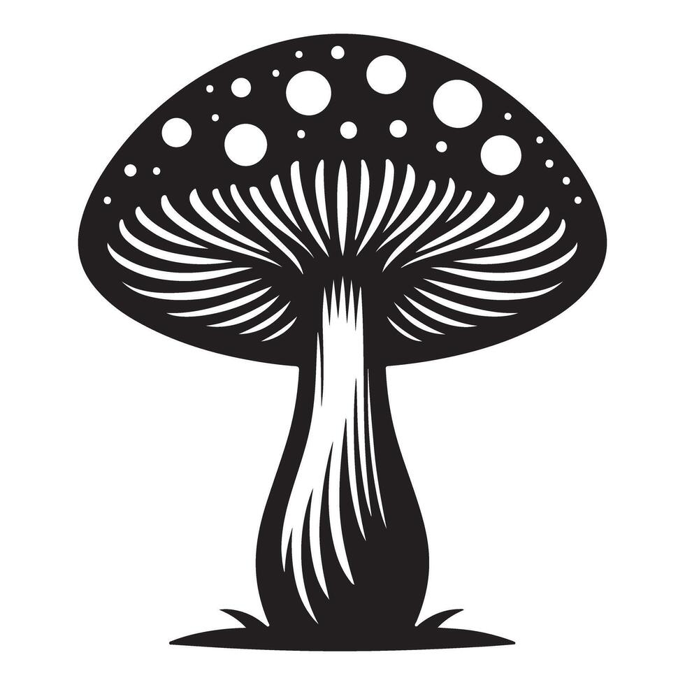 Black and White Fly Agaric Mushroom Illustration Design Template vector