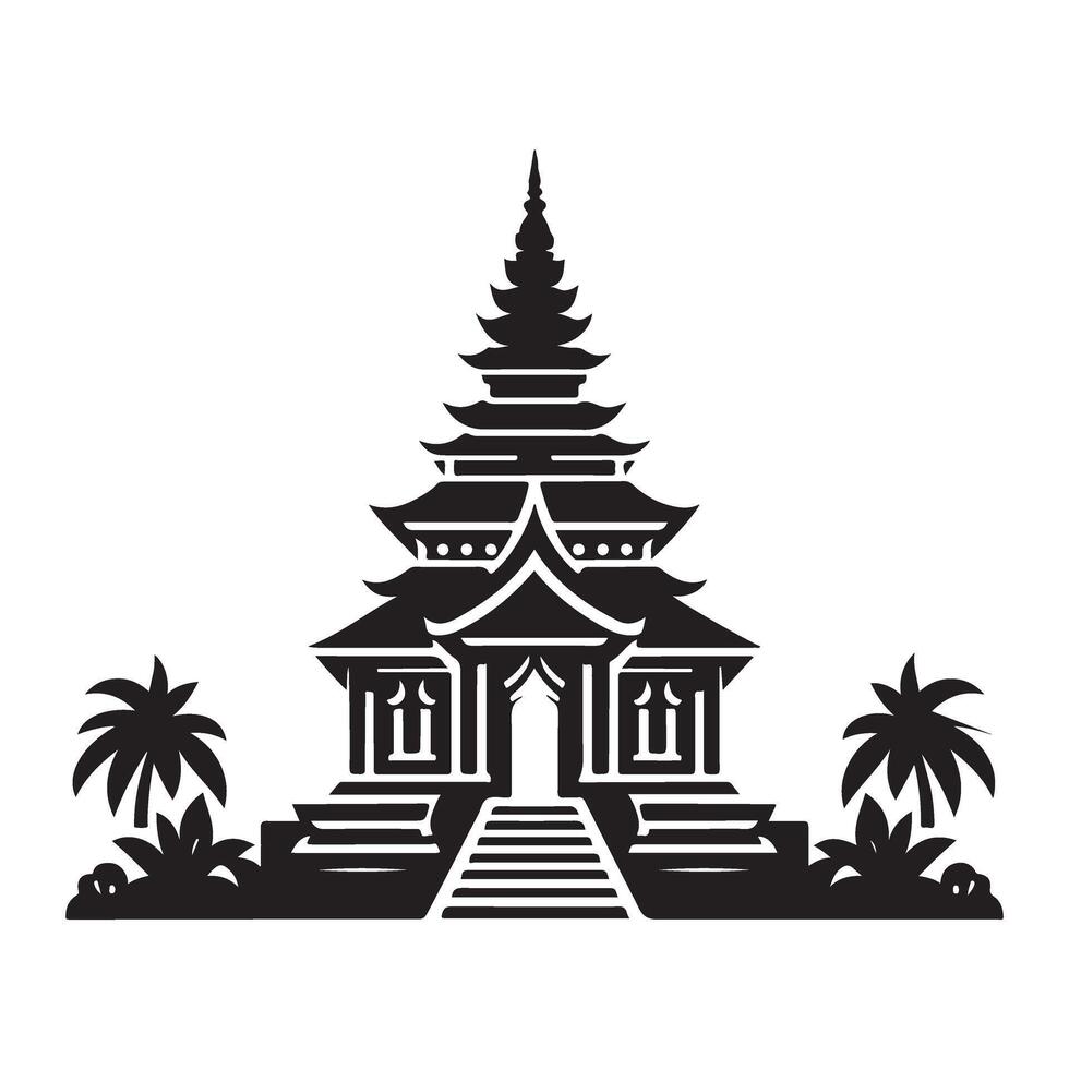 Explore Tropical Getaway Southeast Asian Temple Illustration and Graphic Design vector