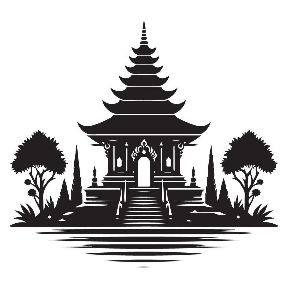 Discover Serenity The Elegant Southeast Asian Temple Graphic Illustration vector