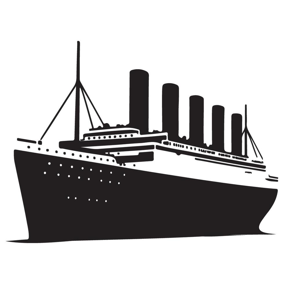 Vintage Titanic Ocean Liner Silhouette Illustration Symbolizing Maritime Past vector