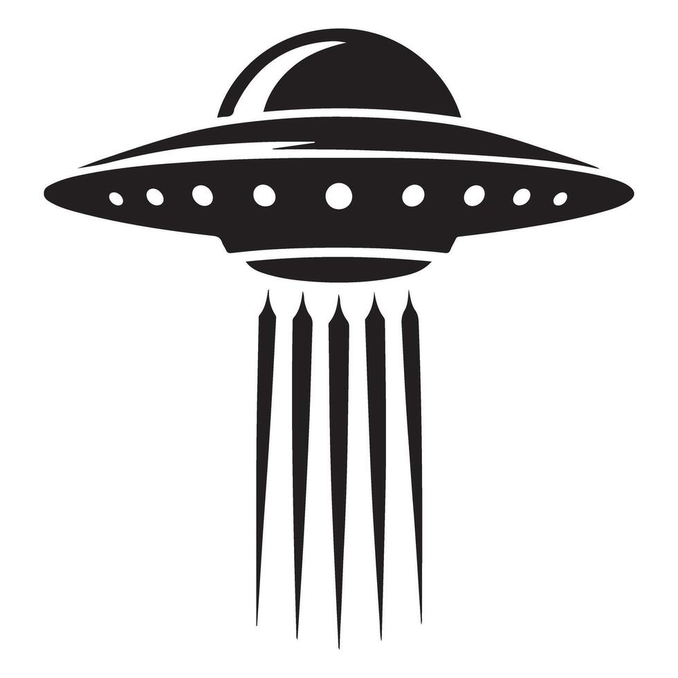 Advanced Flying Saucer Silhouette with Multiple Beams Illustration vector