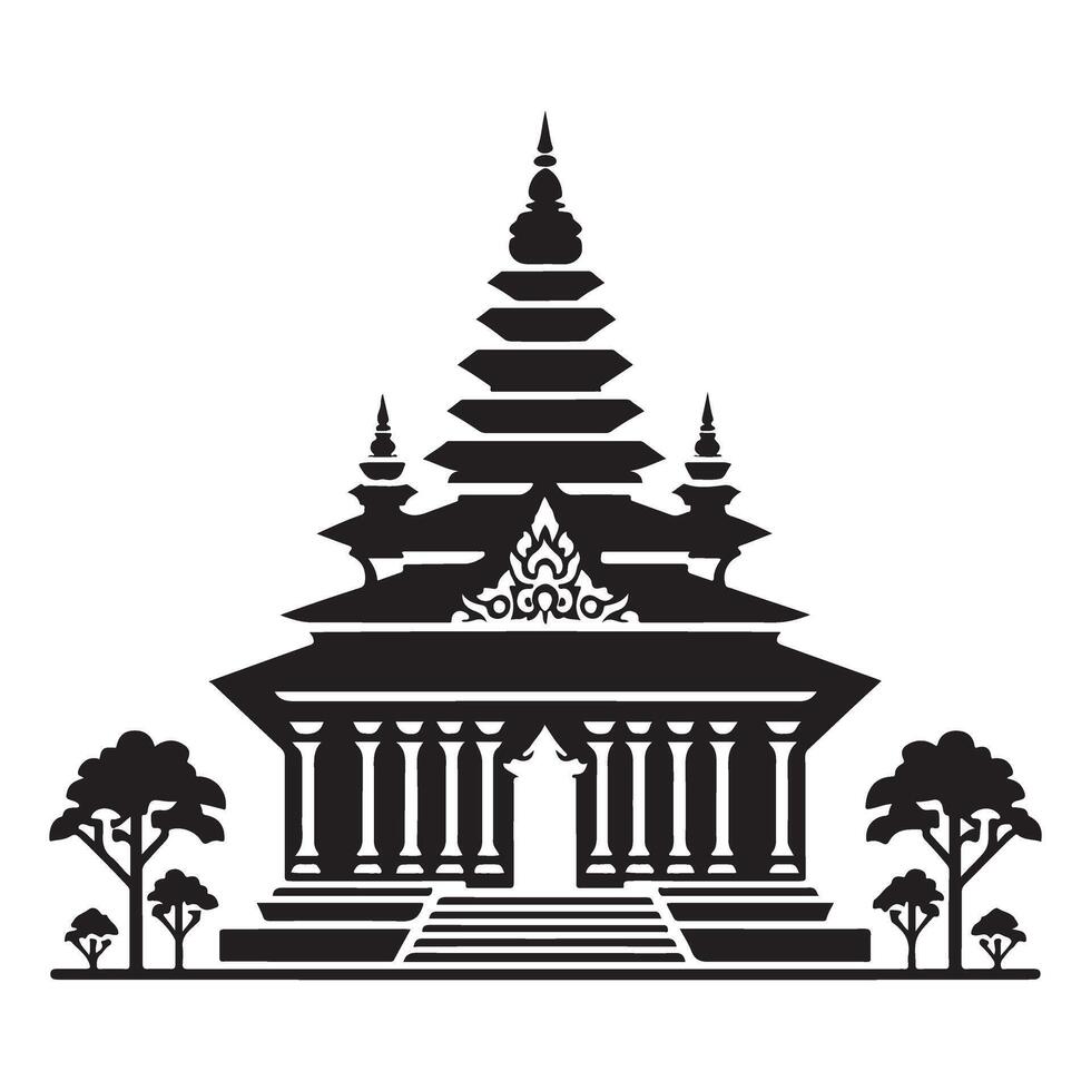 Iconic Balinese Temple Silhouette Illustration Perfect for Logos vector