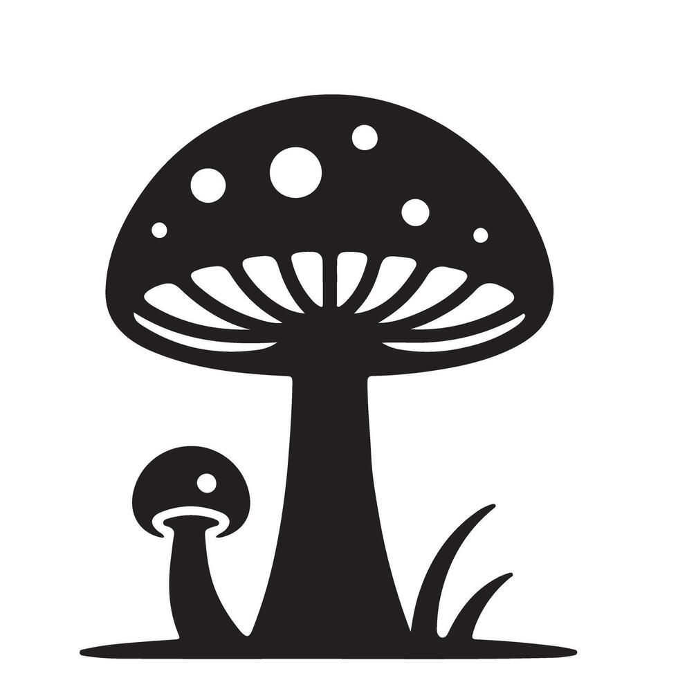 Whimsical Mushroom Silhouette Illustration for Nature Lovers Design vector