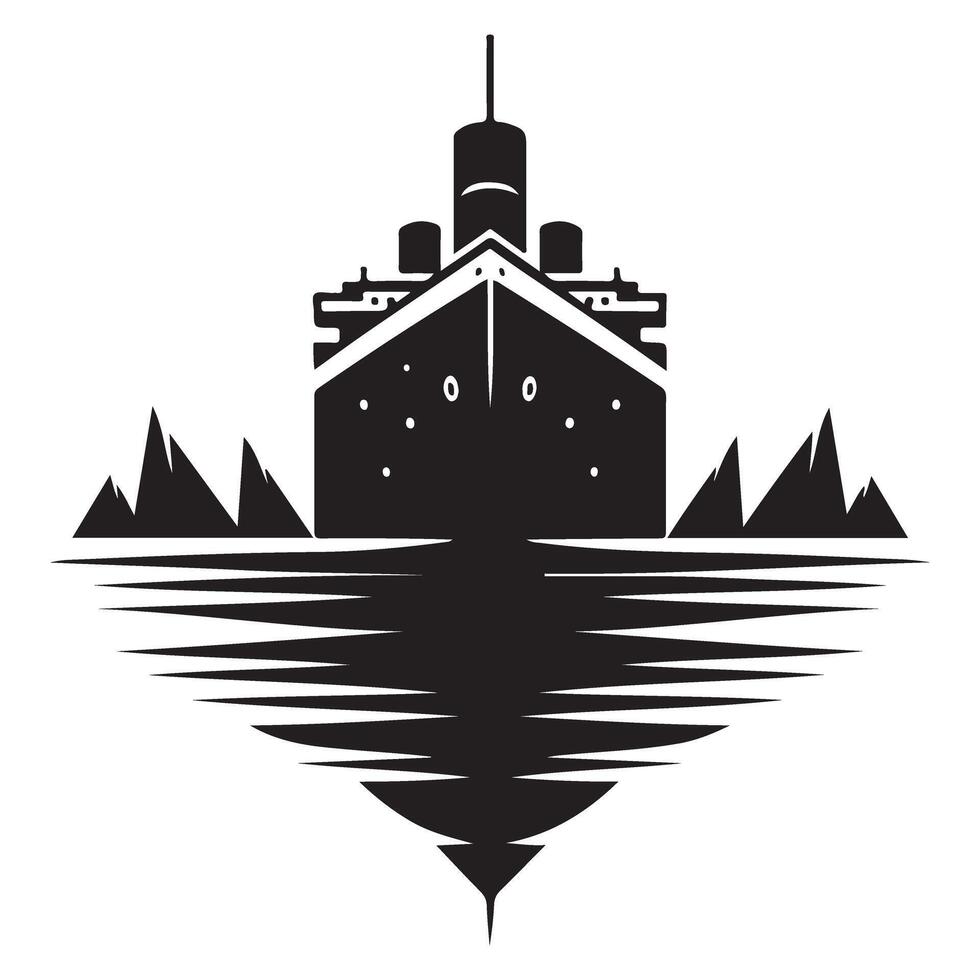 Titanic Facing Iceberg Silhouette Illustration Graphic Nautical Disaster vector