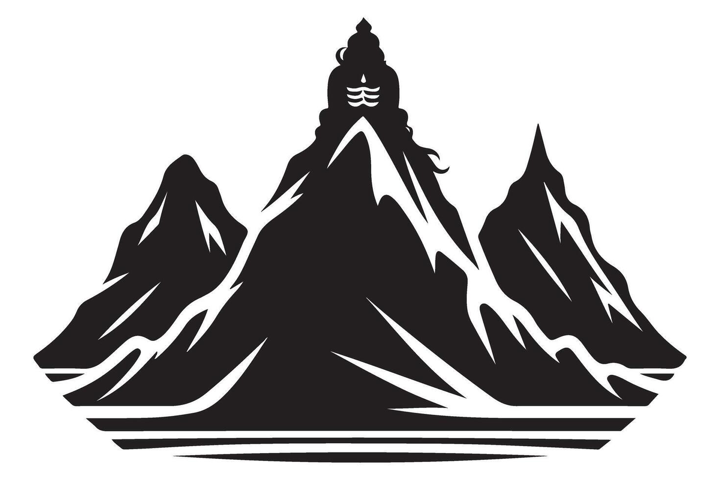 Majestic Mountain Silhouette Illustration with Spiritual Emblem Design vector