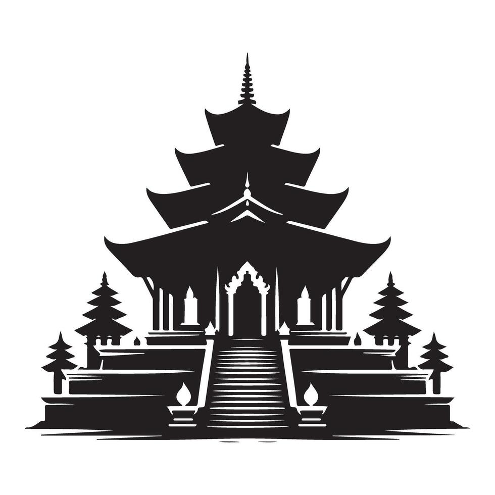 Majestic Temple Art Balinese Architecture Design Illustration vector