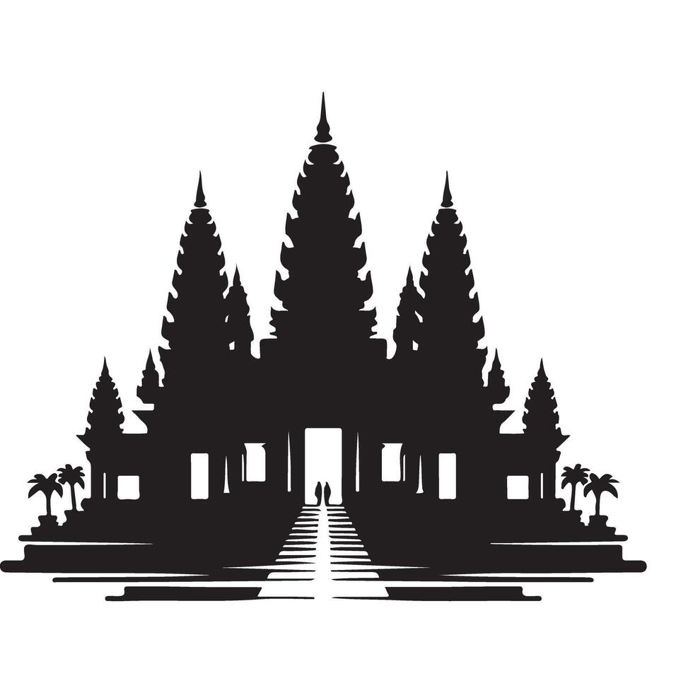 Silhouette of angkor wat temple architectural marvel historical art vector