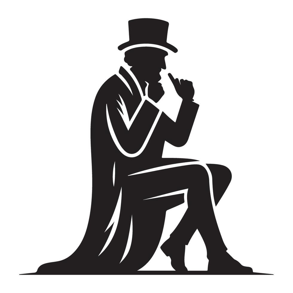 Seated Gentleman Silhouette Illustration Symbolizing Reflection vector