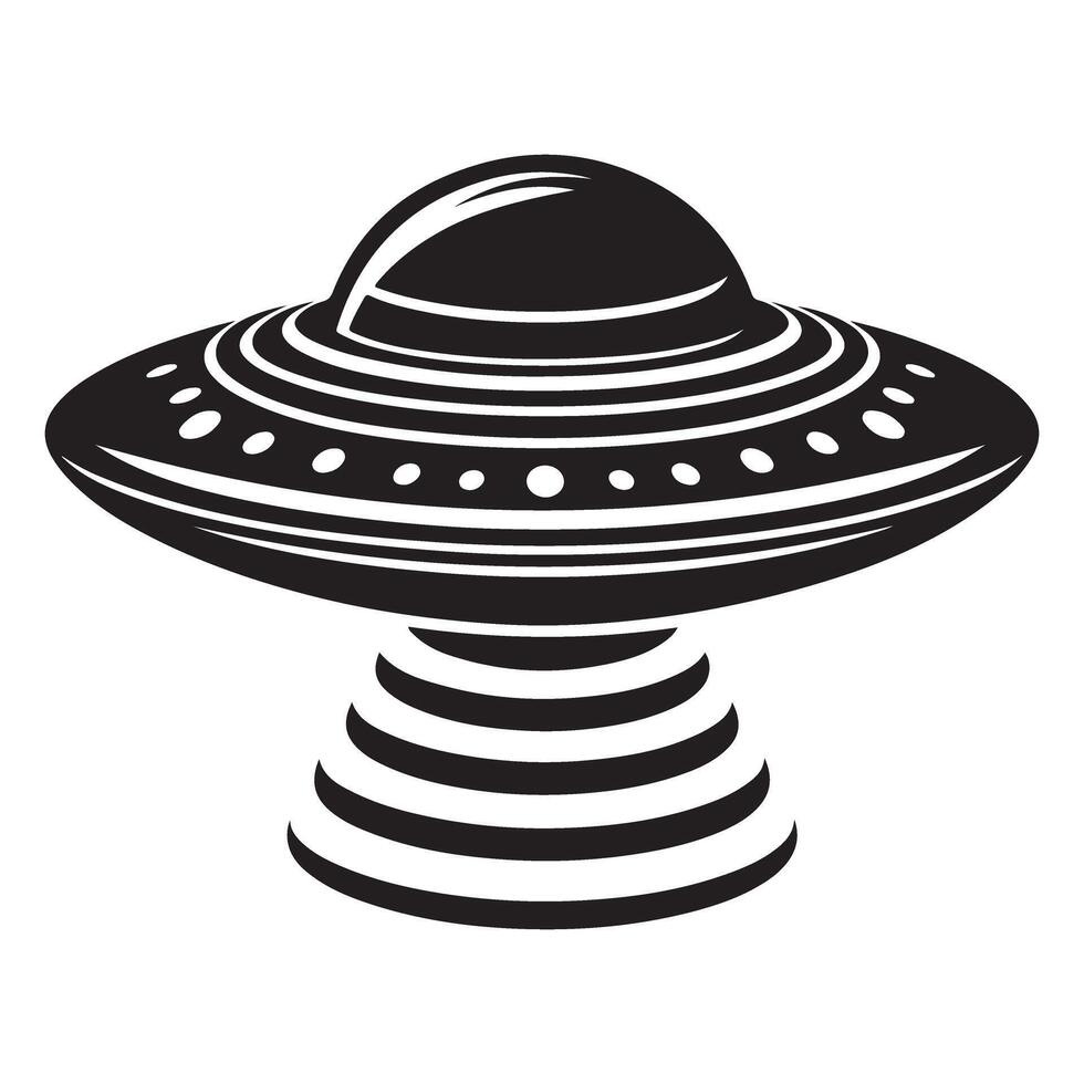 Retro Black and White UFO Silhouette for Graphic Design vector