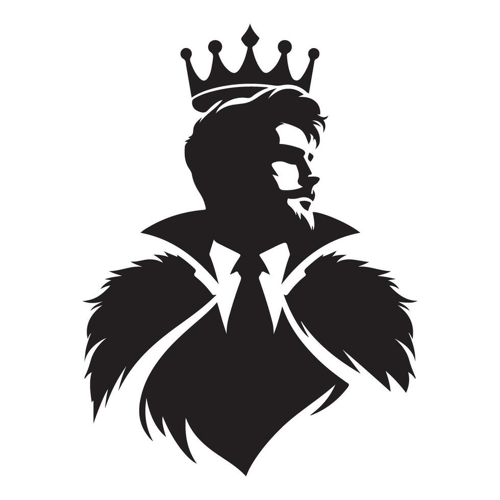 Silhouette of a King with Crown Art Majestic Ruler vector