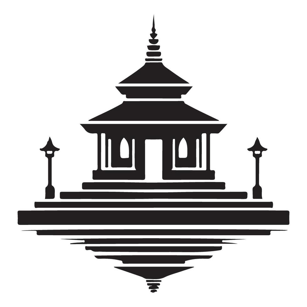 Silhouette of asian pagoda architecture tranquil scene illustration vector