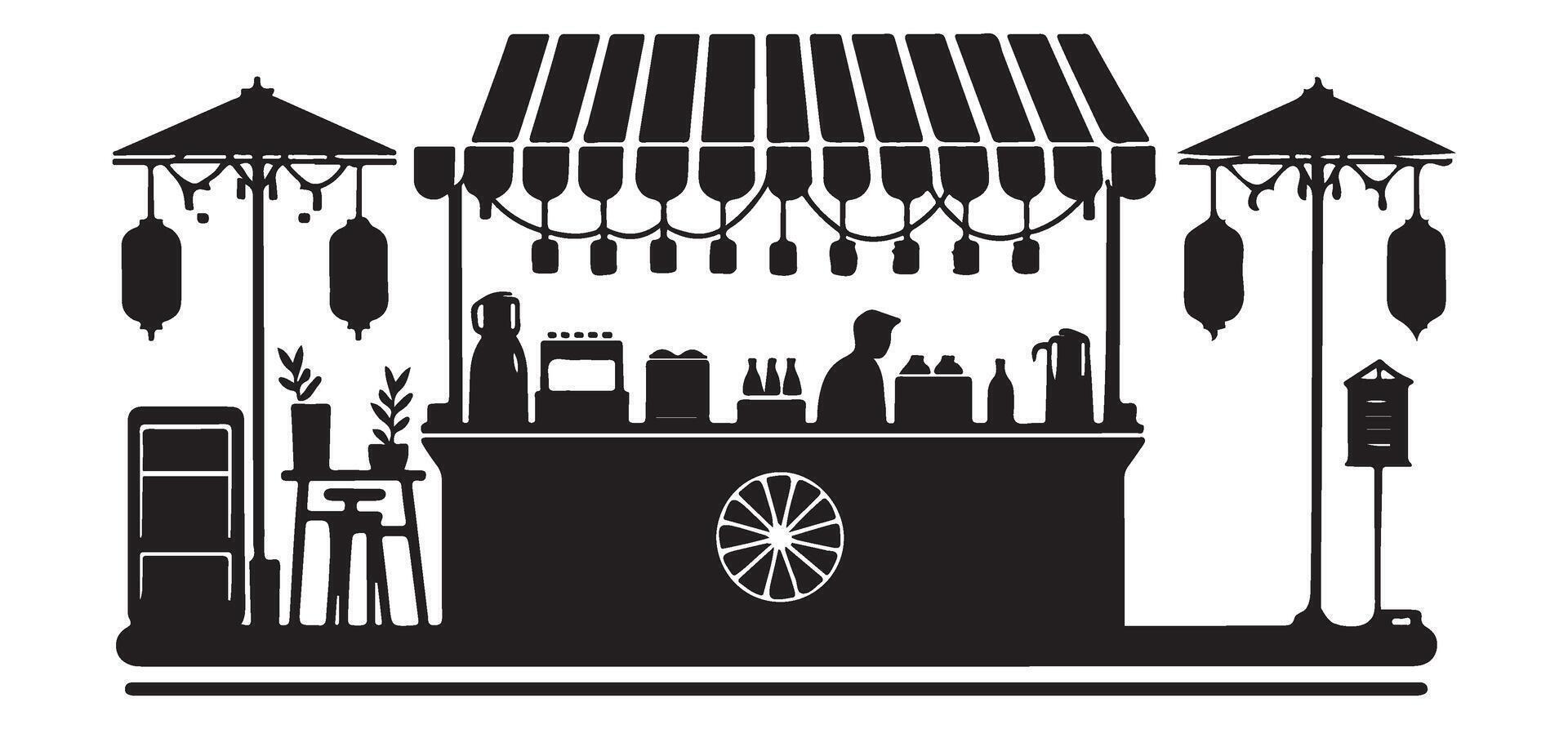 Experience Authentic Balinese Culture at a Traditional Street Food Stall vector