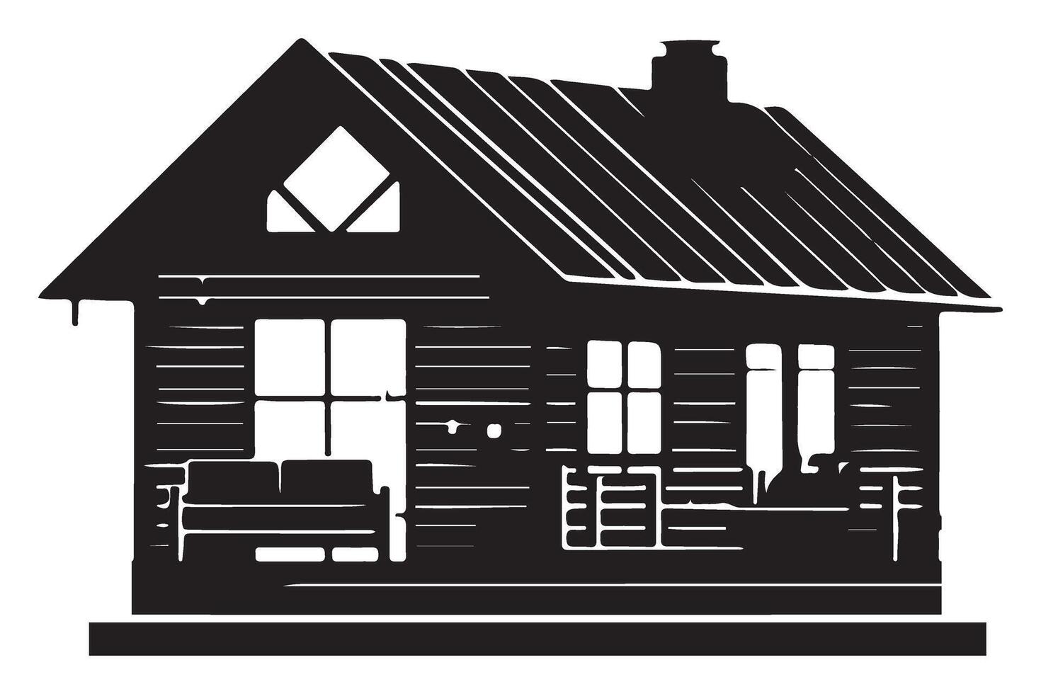Cozy Cabin Illustration Silhouette Design for Home Decor vector