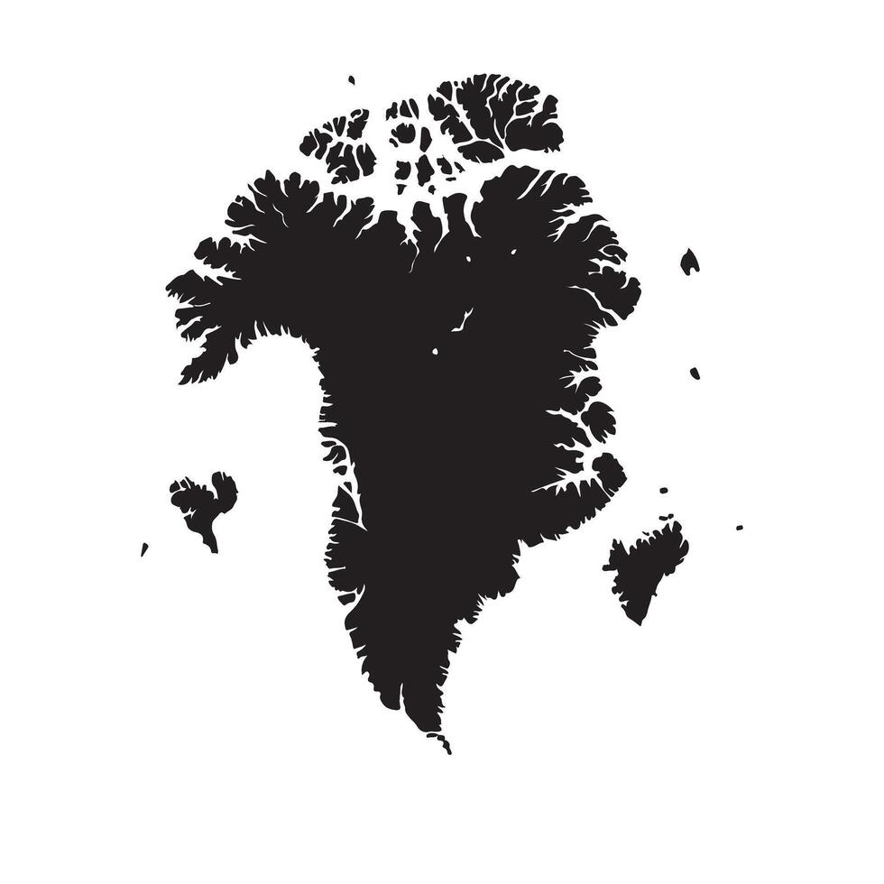 Intricate Black and White Map of Greenland's Geographical Landscape vector