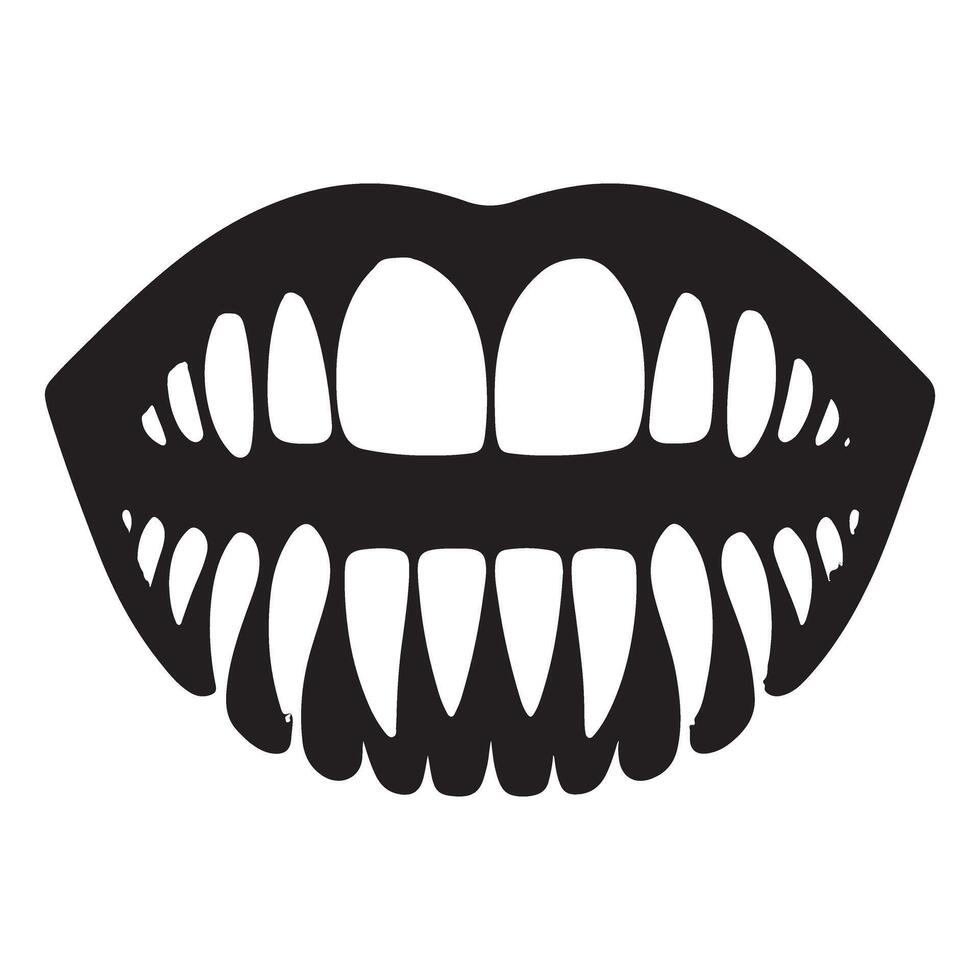 Vampire Teeth Open Mouth Silhouette for Gothic Design vector
