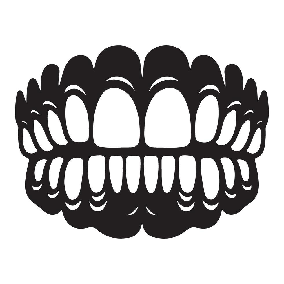 Cartoon Teeth Open Mouth Silhouette for Animated Graphics vector