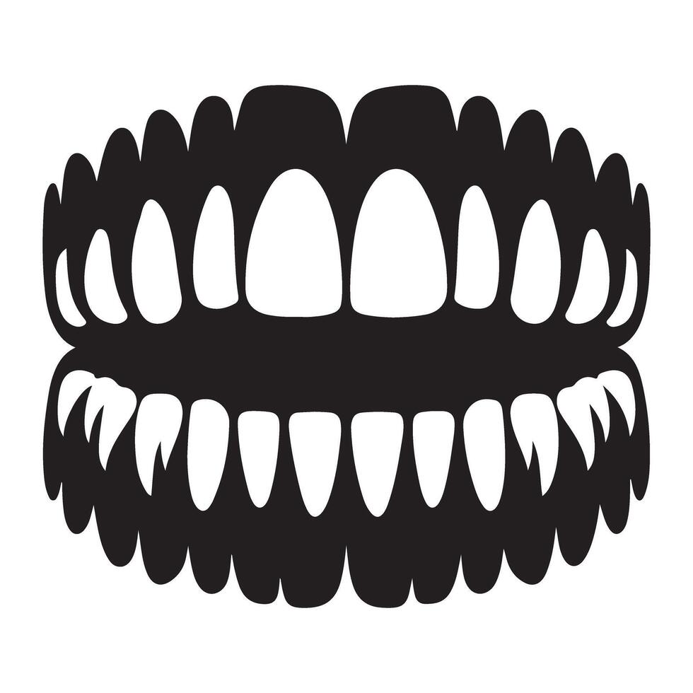 Scary Black Teeth Image Illustration for Dentist Design vector