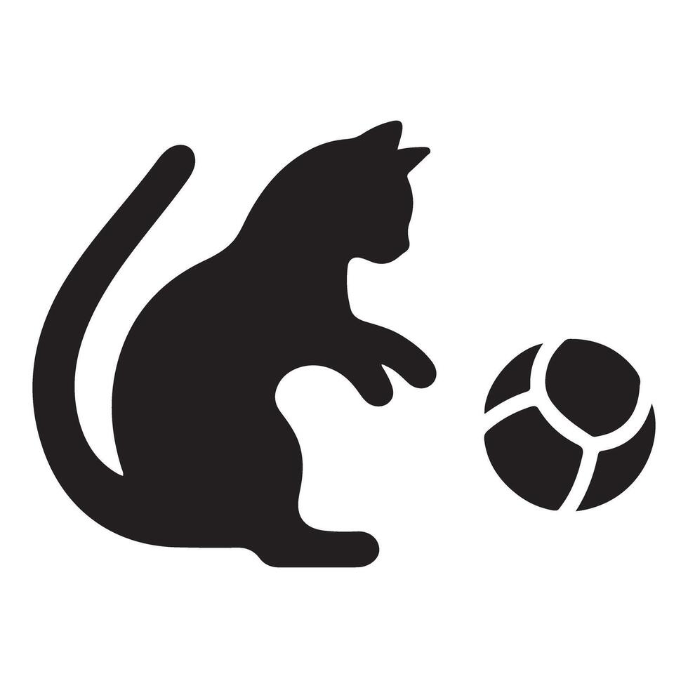 Minimalist Cat Silhouette Illustration with Ball for Design vector