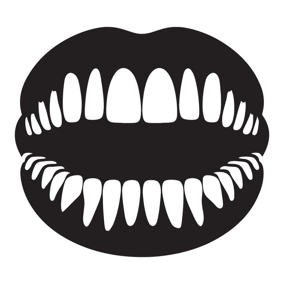 Creepy Teeth Open Mouth Silhouette for Halloween Design vector