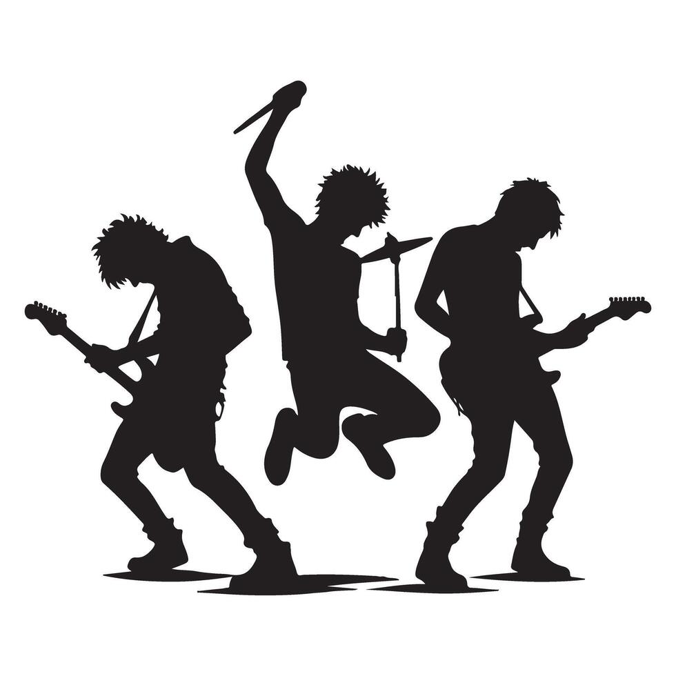 Energetic Rock Band Silhouette for Music Event and Design Projects vector