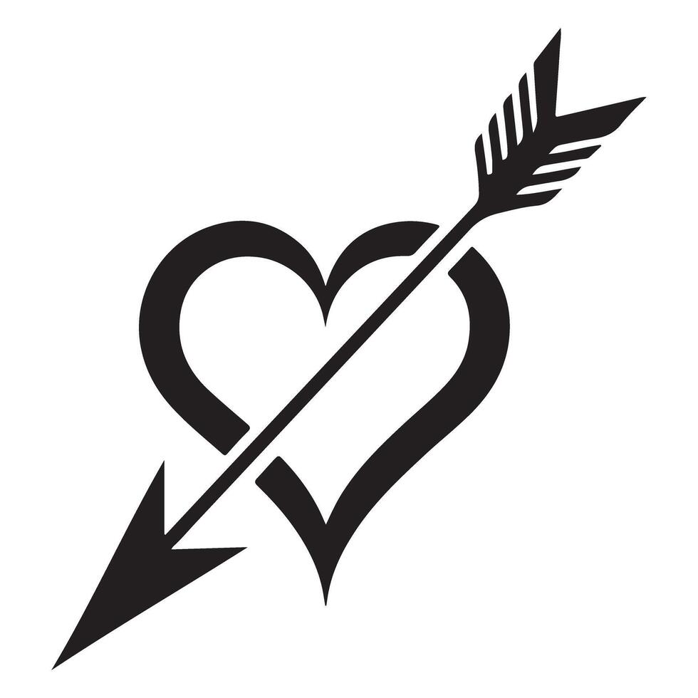 Heart piercing love illustration for Valentine's Day celebration vector