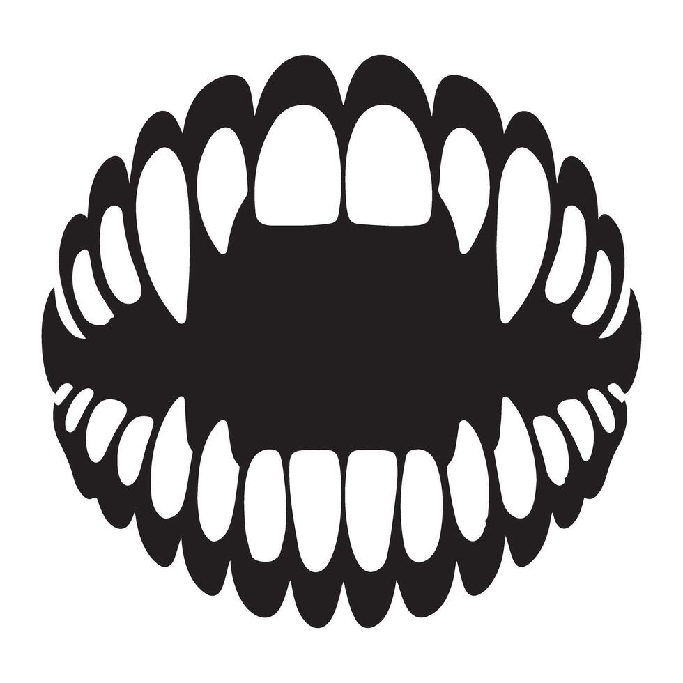 Scary Teeth Open Mouth Silhouette for Halloween Theme vector