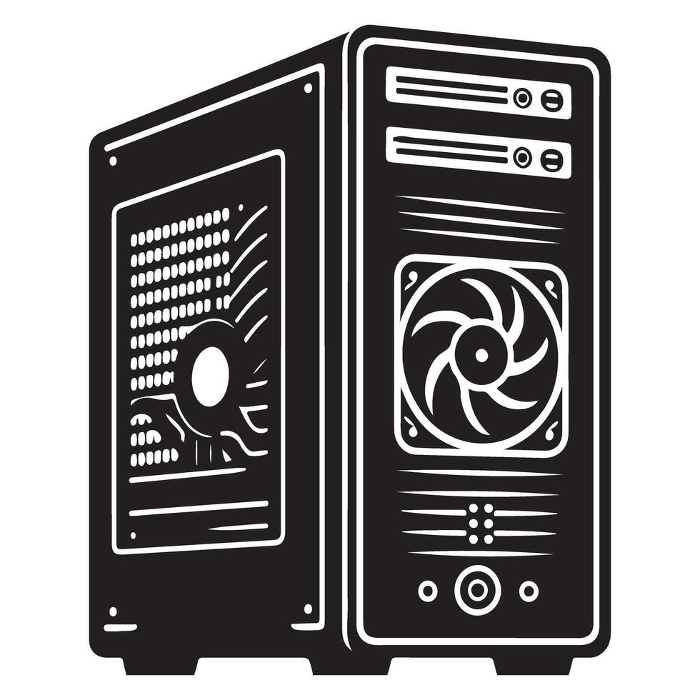 High Performance Computer Case Illustration for Gaming PC Enthusiasts vector