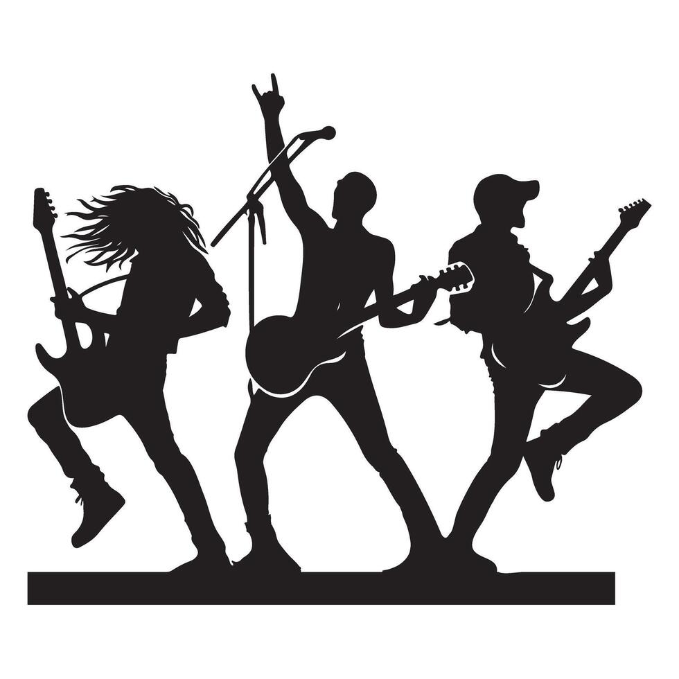 Rock Concert Silhouette of Musicians on Stage Rocking Out vector