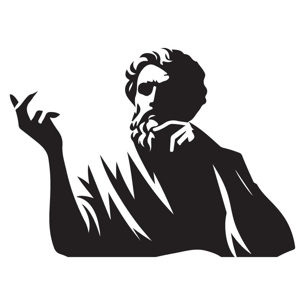 Ancient Philosopher Thinking Silhouette Illustration for Creative Projects vector