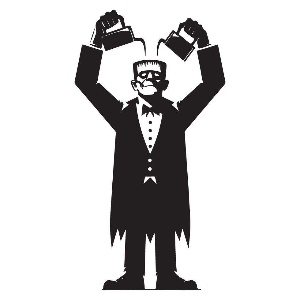 Frankenstein Silhouette Illustration Making Potion Experiment for Science vector
