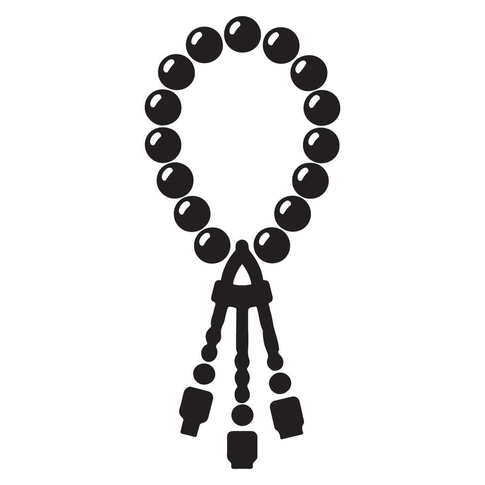 Elegant Prayer Beads with Tassels Silhouette Illustration for Meditation and Spirituality vector