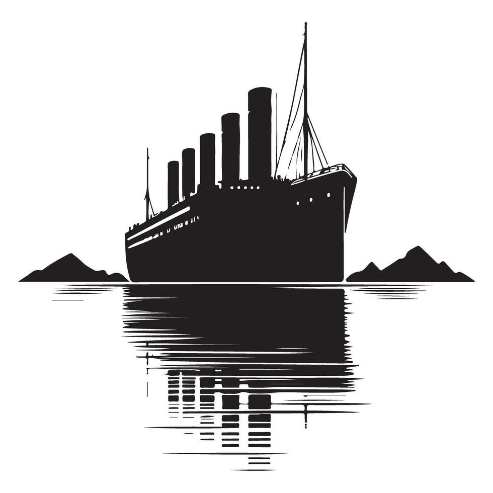 RMS Titanic Ship Voyage Reflection Iceberg Silhouette Graphic vector