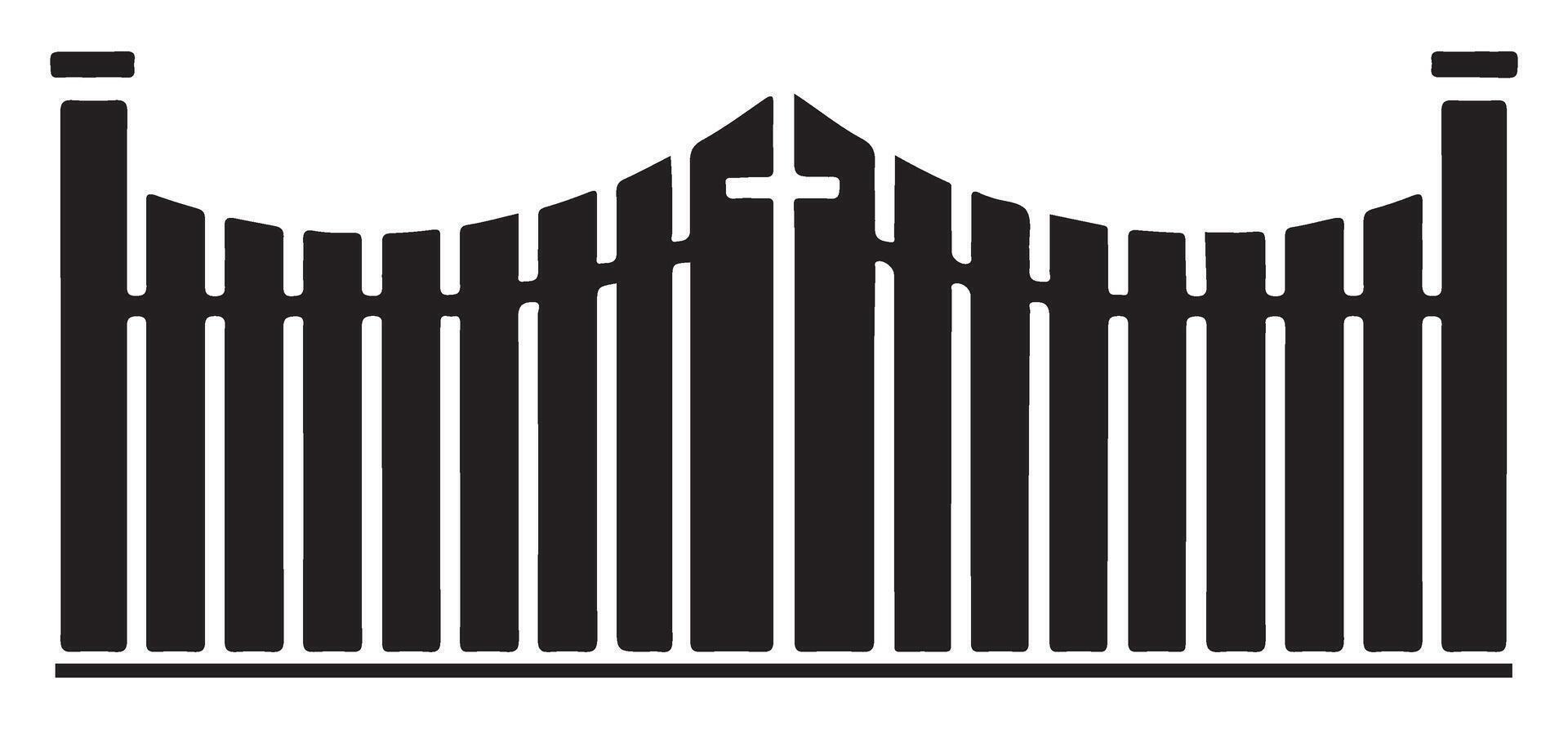 Elegant Estate Gate Silhouette with Cross Design Illustration vector