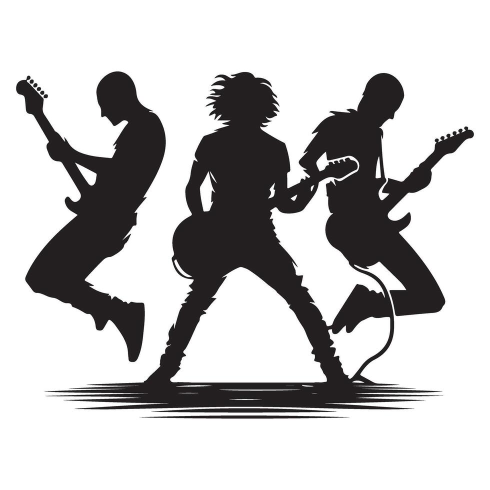 Silhouette Rock Band Musicians Performing illustration design vector